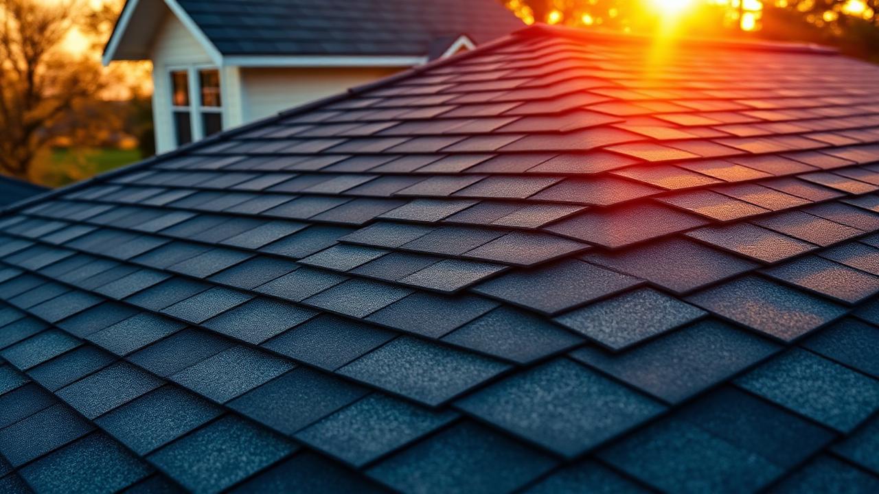 Close-up of architectural asphalt shingles